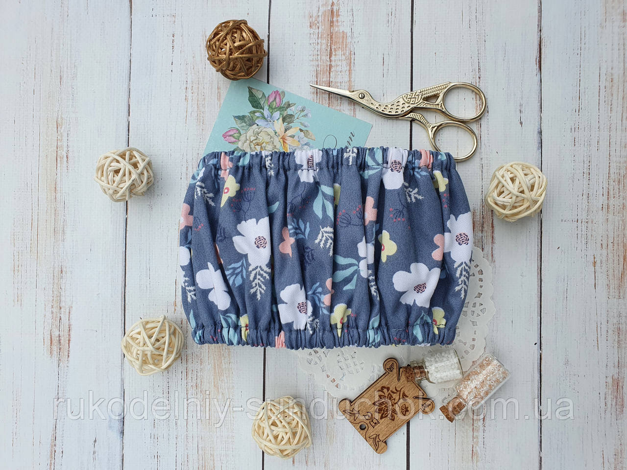 Чохол для снапов (Q-snap) 28х43 см (11"х17") Весняні великі квіти на тлі джинсовому, фото 1