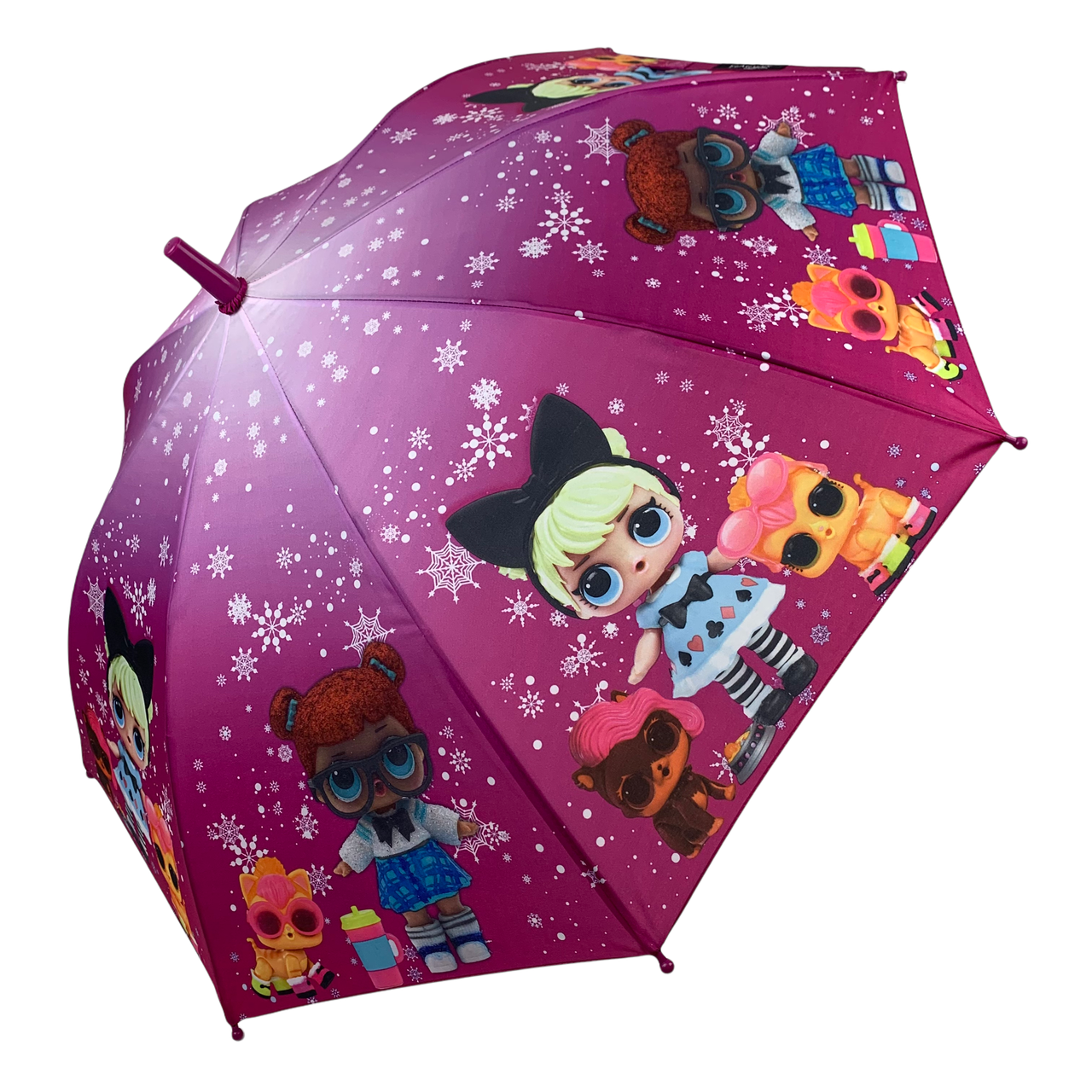 Дитяча парасоля-тростина, напівавтомат "LOL" від Flagman, фіолетовий зі сніжинками, N0147-1