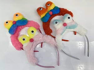 Дитячі обручі для волосся пластик/хутро 12 шт/уп.