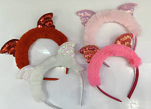 Дитячі обручі для волосся пластик/хутро 12 шт/уп.