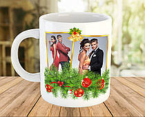 Чашка біла з Вашими фото новорічний подарунок код 7815