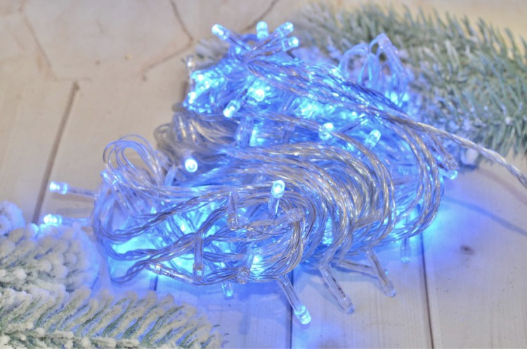 Гірлянда світлодіодна 20 м, 300 LED, синє світло, електроживлення, фото 1
