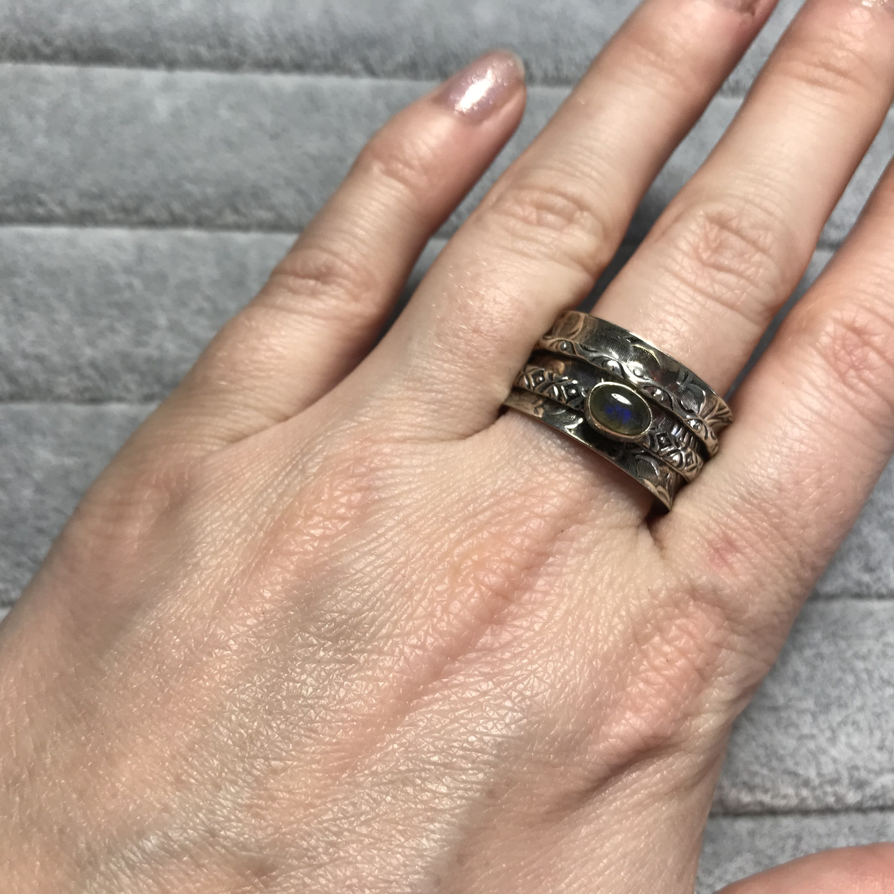 Кільце спиннер з лабрадором 19,5 розмір натуральний лабрадор Індія, фото 1