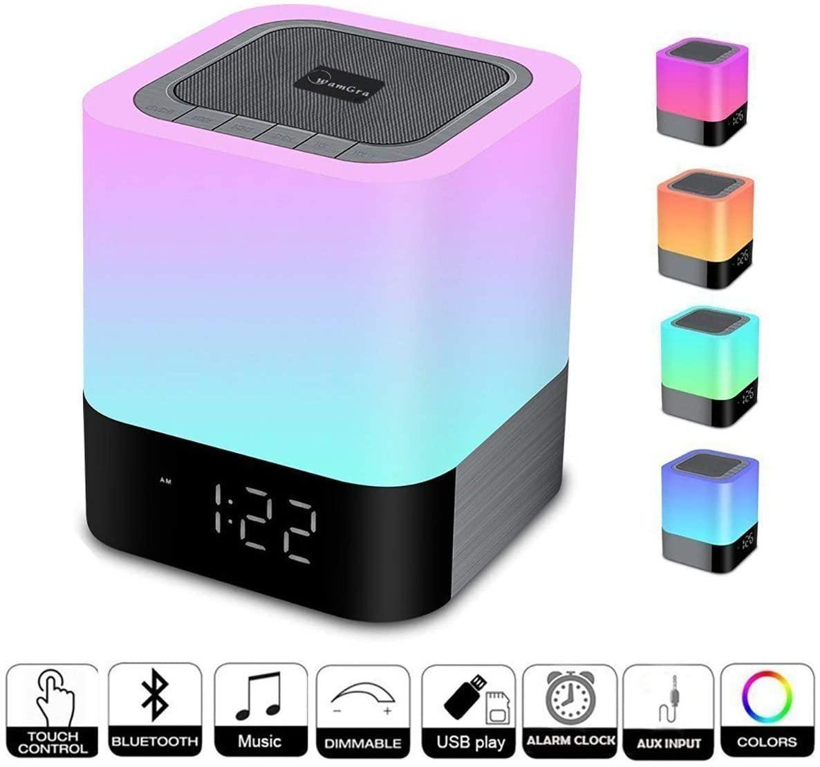 WamGra Night Light Bluetooth-динамік, будильник сенсорний датчик, приліжкова лампа колонка нічника