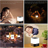 WamGra Night Light Bluetooth-динамік, будильник сенсорний датчик, приліжкова лампа колонка нічника, фото 4