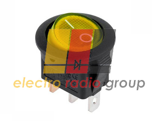 Перемикач круглий з подсв. MIRS-101-8C ON-OFF, 3pin, 6,5 A, 220V, жовтий (KCD105)