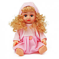 Кукла музыкальная "Алина" 5066/69/75/76/9006 27 см (В розовом платье в полоску в шапочке) (ROY/T-9006-AI)