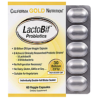 California Gold Nutrition, Пробиотики LactoBif, лактобиф, 30 млрд КОЕ, 60 овощных капсул