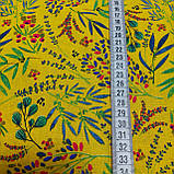 Тканина принт квіти польові на жовтому фоні, ш. 150 см, фото 3