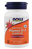 Now Foods, Витамин D-3, 5000 МЕ, 240 мягких таблеток