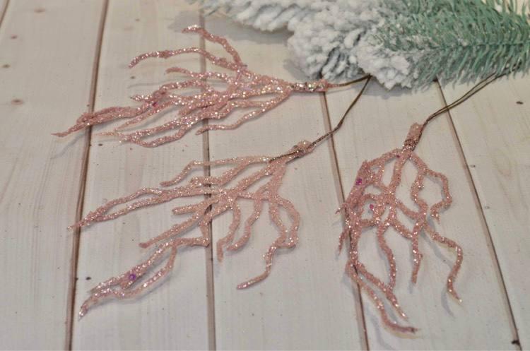 Новорічна гілка. Колір — пудра (мідь). Довжина 22 см, фото 1