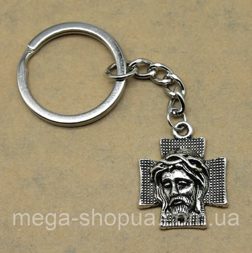 Брелок металевий для ключів, сумок, рюкзаків "Хрест / Ісус XR14"