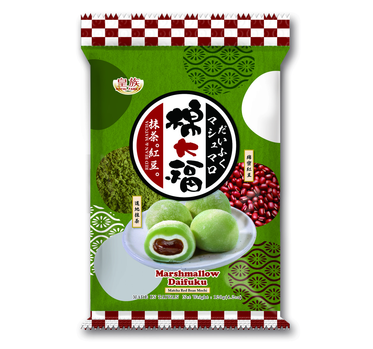 Японські Моті Daifuku зефір з червоними бобами, ТМ Royal Family, 120 г!!Уцінка ( термін до 02.2025)