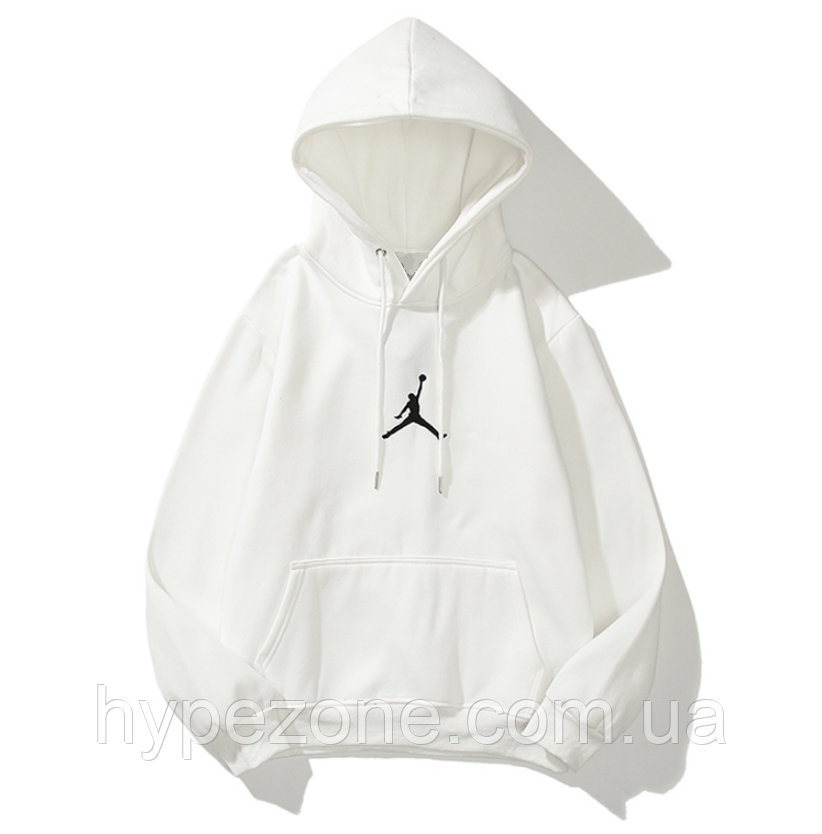 Світшот Jordan Sweatshirt з капюшоном Кенгурушка чоловіча біла флісова Толстовка з логотипом Джордан Кофта