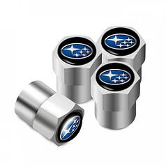 Ковпачки на ніпель для Субару Alitek Short Silver Subaru Logo Blue (4 шт.)