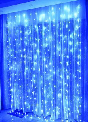 Світлодіодна гірлянда завісу "Штора" 2х2 м 160 LED Синя, фото 1