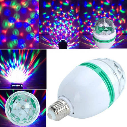 Світлодіодна лампа диско-шар LED full color rotating lamp для вечірок, дискотек, фото 1