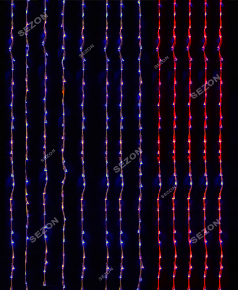 Новорічна світлодіодна гірлянда-штора Водоспад 400 LED 3 м*2 м RGB-кольорова