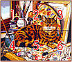 Набір для вишивання за нанесеною на канву схемою "Cat and oil painting".AIDA 14CT printed,54*48см, фото 4