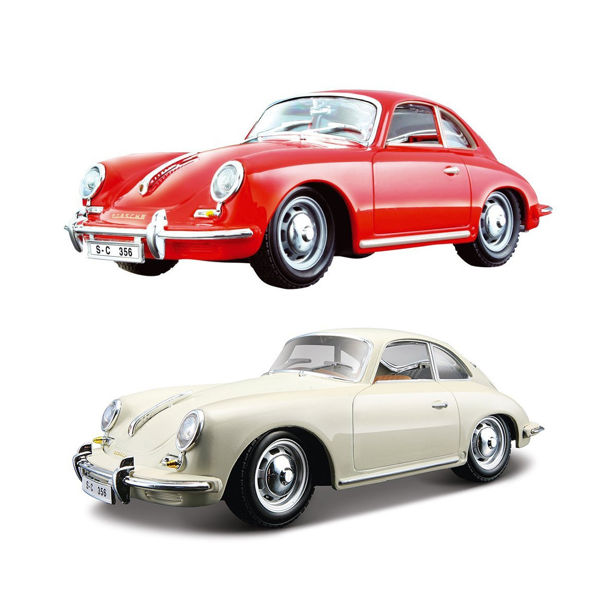 Автомодель Bburago - Porsche 356B (1961) (асорті слонова кістка, червоний, 1:24) 18-22079