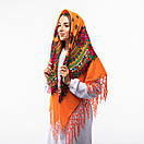 Українська хустка з тороками 120х120см Помаранчева, фото 4