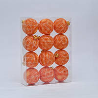 Набор ёлочных игрушек из ниточных шариков 6,5 см, 12 шт Микс оранж