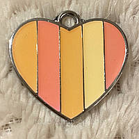 Підвіска з емаллю Серце в смужку (2,5*2,6 см)