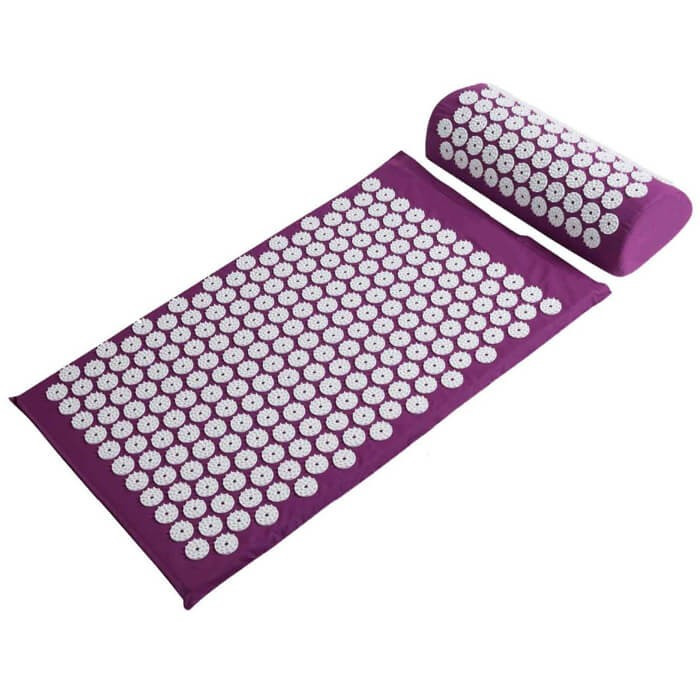 Ортопедичний килимок масажний Acupressure mat з подушкою Фіолетовий