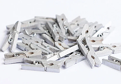 Мініприщіпки для декору срібні 2,5 см (50 штук)