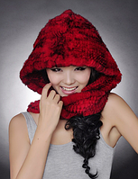 Жіночий капор з хутра кролика чорний