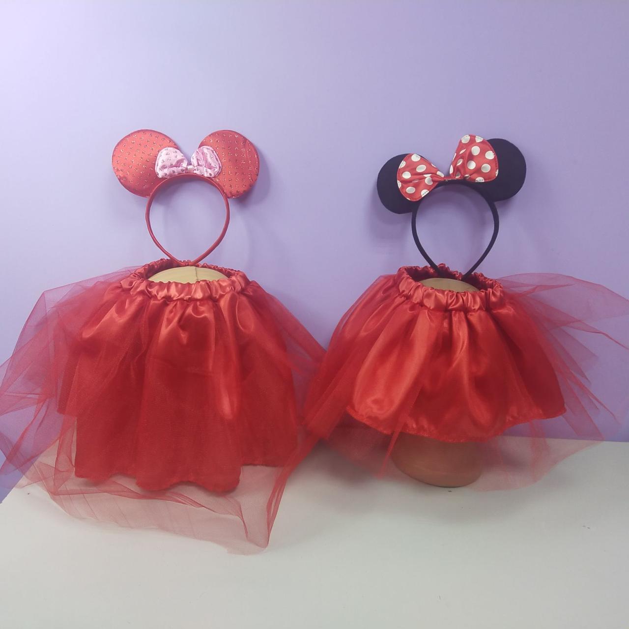 Костюм новорічний 2-8 років міккі маус спідниця та обруч вушка червоний колір мишка 1 шт, фото 1