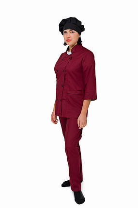 Кухарський костюм жіночий бордовий, фото 2