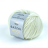 Gazzal WOOL 115 (Вул 115) № 3301 кремовий (Пряжа мериносова, нитки для в'язання), фото 3