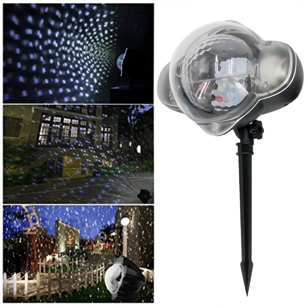 LED-проєктор сніжинок, що падають Snowfall Light, вологозахищений