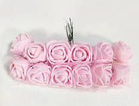 Букетик роз из фоамирана 12 шт цвет светло розовый