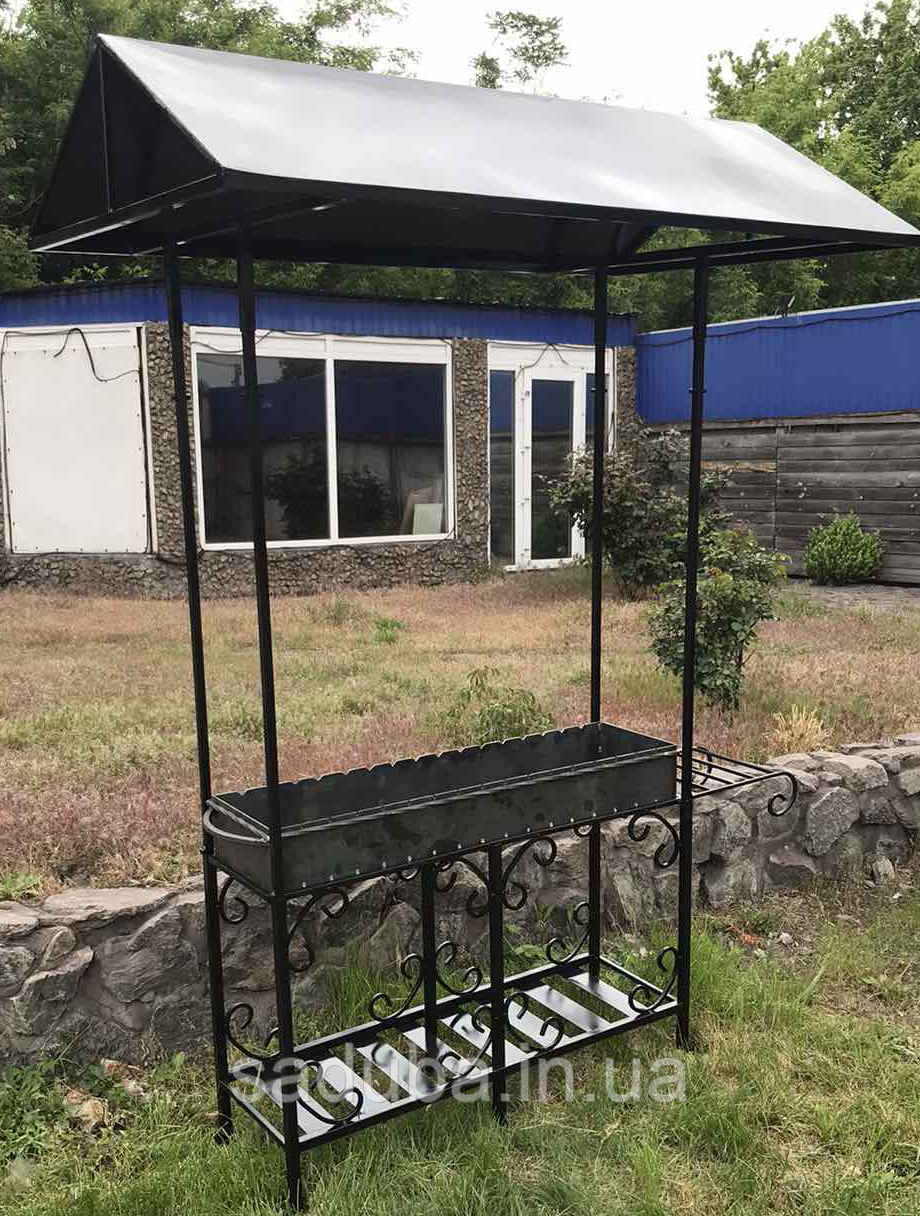 Мангал 12 шампурів із дахом, на дровниці, 4 мм