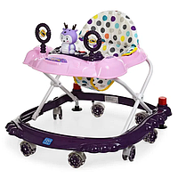Ходунки Joy 3168 Музыкальная панель для ребенка «Bambi» силиконовые колеса фиолетово-розовый
