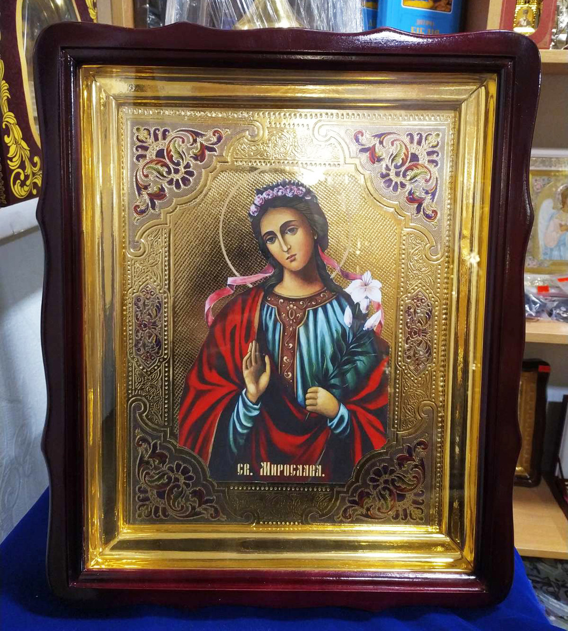 Икона Мирослава Константинопольская с эмалевыми вставками 40х35см ...