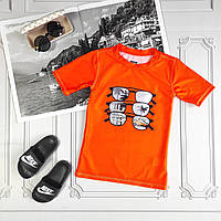 Яркая детская неоновая оранжевая футболка для плавания