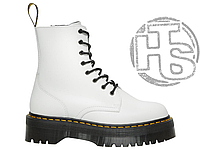 Женские ботинки Dr.Martens Jadon Platform Boots White Polished Smooth (с мехом) 15265100