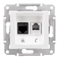 Розетка Schneider-Electric Sedna Телефонна+комп. UTP кат. 5е біла ( SDN5100121)