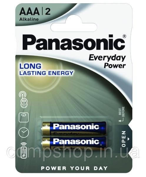 Батарейки AAA  Panasonic ALKALINE EVERYDAY POWER (2шт/уп)  (LR03REE/2BR) (код 96351), фото 1