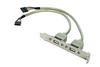 Адаптер Планка 2xUSB2.0 від мат.плати INTERNAL USB2.0 Cablexpert, 25см (CCUSBRECEPTACLE) (код 59638)