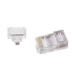 Конектор RJ-45 Cablexpert LC-PTU-01/100 модульна вилка 8P8C з наскрізними отворами, позолочені контакти (100