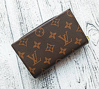 Модный маленький женский кошелек Louis Vuitton коричневый из эко-кожи, на черной подкладке