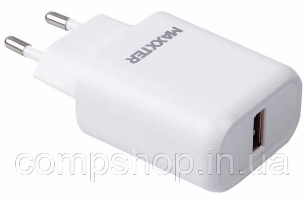 Зарядний пристрій Maxxter WC-QC-AtC-01,  1 USB (Quick Charge 3.0) 5V / 2.4A-9V / 1.2A + Кабель USB-A to Type-C