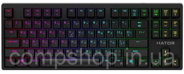 Клавіатура ігрова оптична HATOR Rockfall EVO TKL Kailh Optical ENG/UKR/RUS (HTK-630) Black (код 117556)