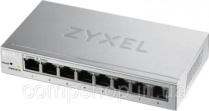 Комутатор ZYXEL GS1200-8 (8xGE,метал, настільний, безшумний, WebSmart) (код 107008), фото 1