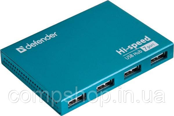Адаптер Пристрій USB Hub Defender 7xUSB 2.0 SEPTIMA SLIM+Adapter 220v (код 107228)