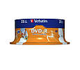 Диск DVD-R 4.7GB  16x   25pcs  Verbatim Wide Inkjet Printable ID Brand  Spindle (код 16432), фото 2